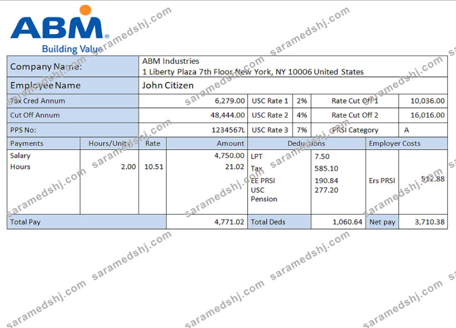USA facility services company employee sheet